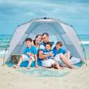 WolfWise 4-5 Person Easy Up Beach Tent UPF 50+ Portable Instant Sun Shelter Canopy Umbrella with Extended Zippered Porch, Blue,XL