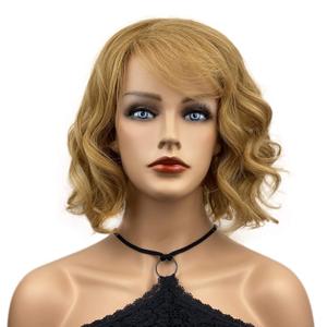 Wiginway Short Wavy Soft Heat Resistant Fiber Synthetic Wigs Natural Looking Premium Hair for Women 10 Inch Strawberry Blonde (27D Strawberry Blonde)