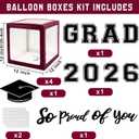 Maroon Themed 2026 Graduation Decorations Set - Balloons Boxes with Letters 2026 GRAD So Proud of You - Complete Party Supplies for High School & College Celebrations