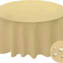 BYDOLL Table Cloth Round 60 Inch Tablecloth Fits Max50 Inch Diameter Top,Champagne Washable Outdoor Winkle and Stain Resistant Spillproof Polyester Tablecloths for Round Tables Party Cover