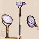 Rotating Head Electric Fly Swatter, 4200V Bug Zapper with Telescopic Extension, 3-in-1 Rechargeable Mosquito Racket for Handheld/Standing/Wall Mount Use - Indoor Outdoor