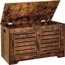 DINZI LVJ Storage Chest, Flip-Top Wooden Toy Box with 2 Safety Hinges, Retro Entryway Shoe Bench, Sturdy Large Storage Trunk for Living Room, Bedroom, Toddler Room, Easy Assembly, Rustic Brown (30.0"L)