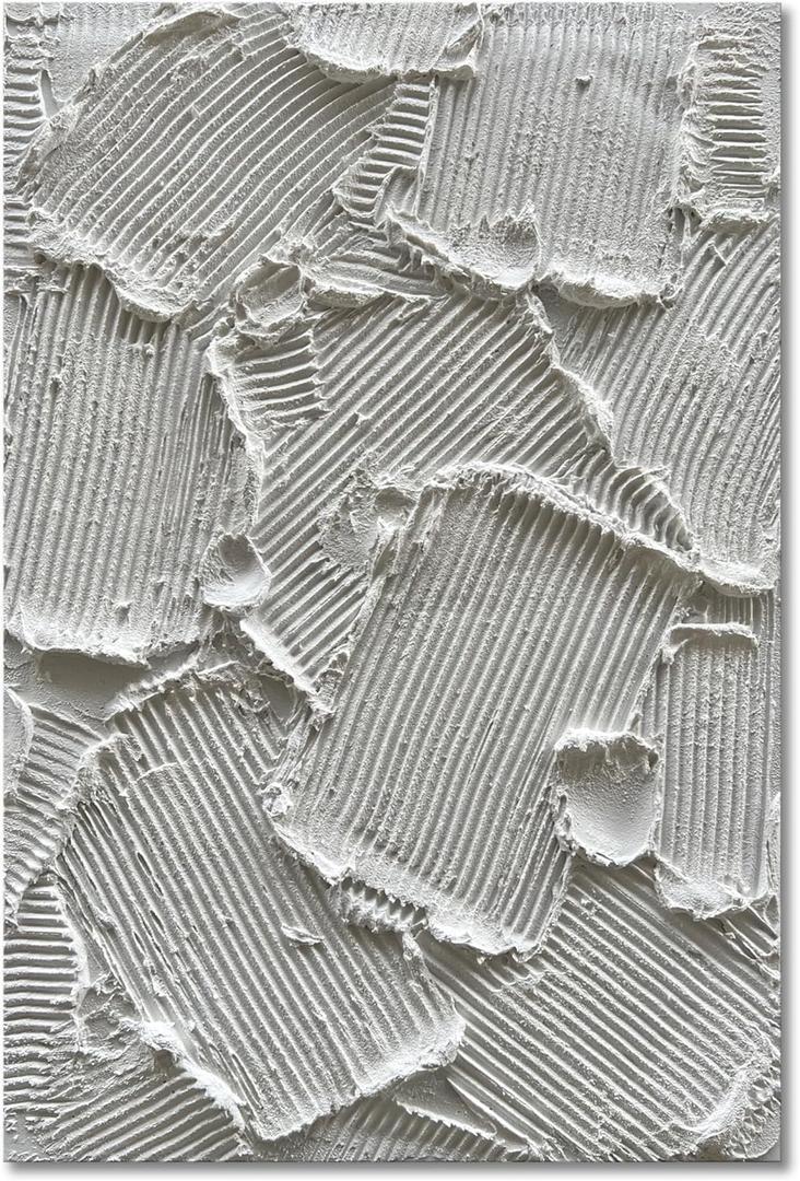 Hand Painted White Modern Minimalist Abstract Art Oil Painting Wall Decorative Art 36x24 Inches (Eft139)