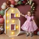 imprsv 3FT Light Up Numbers, Marquee Numbers 6 for Birthday and Anniversary Party Decorations, Large Light Up 6, Pre-Cut Foam Board Kit