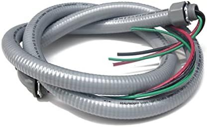 Sealproof Power Whip Assembly, 3/4-Inch x 6 Ft Nonmetallic Liquid Tight Flexible Electrical Conduit and 8 Gauge Wire Single Phase Preassembled A/C Hook-up Whip Kit, 3/4" Dia
