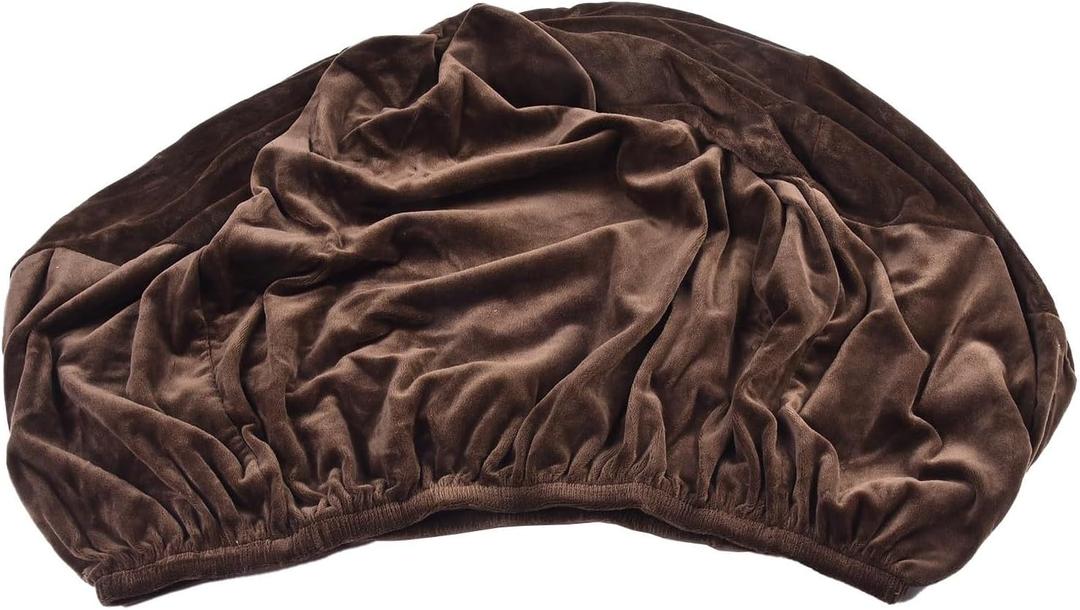 Silver Fox Velvet Fabric Stretch Dining Chair Cover High Back Armchair Slipcover Waterproof Elastic Protector for Home Hotel Restaurant(dark brown)