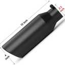 Exhaust Tip 2.5" Inlet 4" Outlet 12" Long, High Performance Stainless Steel, Peel-Resistant Black Powder Coated, Rolled Angle Cut, Bolt-On Diesel Tail Pipe, Universal for Car Truck