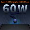 4 x JXMOX Short USB C to USB C Cable 60W, (2 Pack 0.5ft) Type C Fast Charging Cord Charger Cable Compatible with iPhone 16 Pro Max/15 Pro Max, Samsung Galaxy S23 S22+ S21 Ultra, Note 20, iPad Pro (Blue)