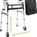Darza R-Style Narrow Walkers with Storage Bag - Width Height Adjustable Walker, Lightweight Folding Walkers for Seniors Handicapped & Disabled, Up to 350 lbs