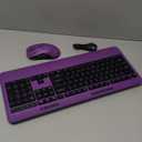 Wireless Keyboard and Mouse Set with Quiet Keys, 2.4G Full Size Purple Keyboard and Mouse with Wrist Rest, Protective Covers, Soft Touch Silent Design for Windows, Computer, PC and Laptop, Dark Purple