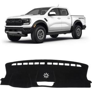 KUST Car Dash Cover for Ford Ranger 2024 2025 2026 (XLz, XLT, Lariat) Polyester Dashboard Cover Non-Slip Interior Accessories for Ranger Custom Fit Dash Mat Sunshade Windshield No Glare Black