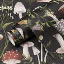 HAOKHOME Peel and Stick Wallpaper Boho Mushroom Removable Stick on Forest Contact Paper for Bathroom Black/Brown/Green 17.3in x 32.8ft