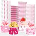 120Pcs Christmas Pink Ice Cream Cups 12 oz Disposable Snowflake Snowman Elk Gift Paper Dessert Snack Bowls Winter Food Yogurt Containers for Hot or Cold Food Soup Candies Xmas Holiday Party Supplies