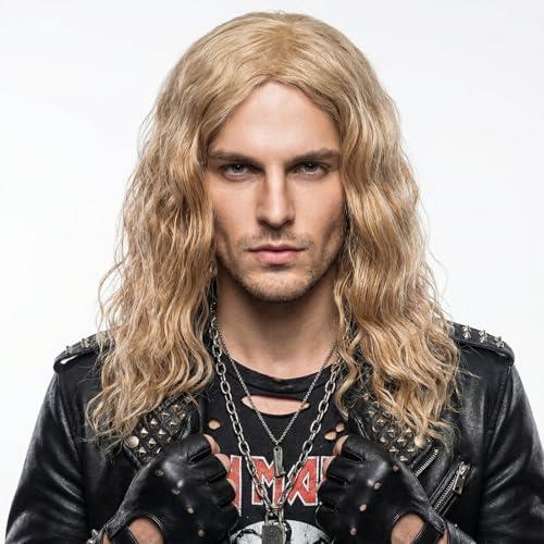 STfantasy Mens Wig Long Wavy Mid Length Synthetic Hair for Male Cosplay Winter Soldier Costume (Blonde)