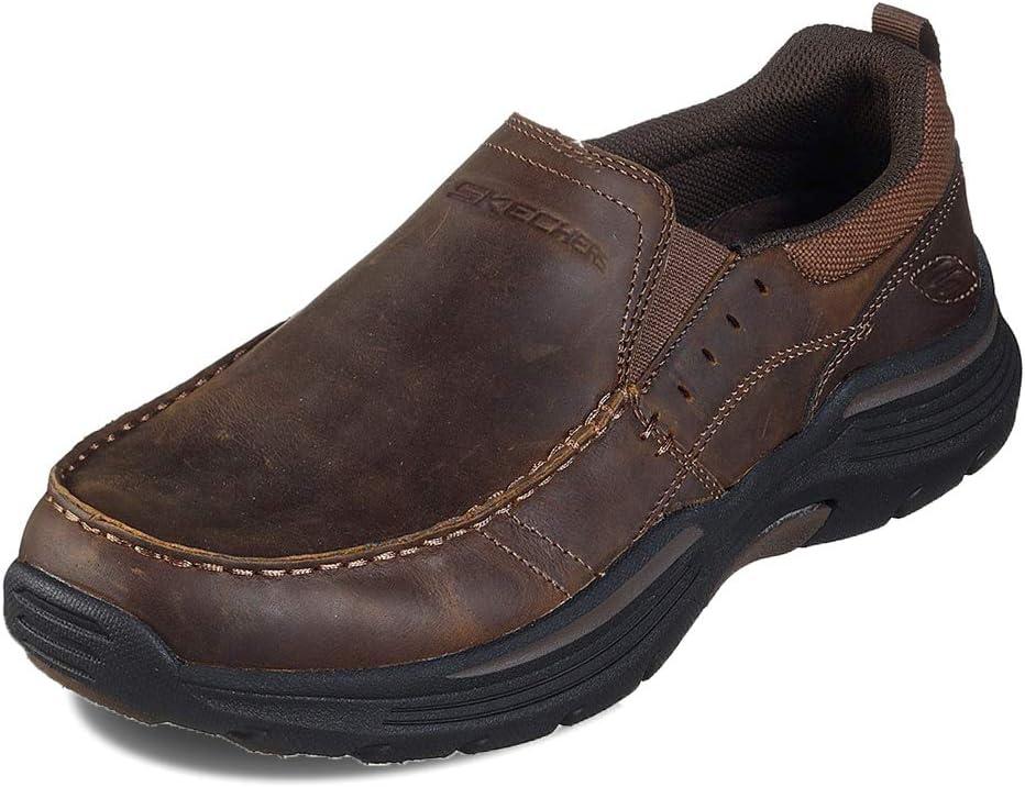 Skechers Men's Expended-Sevenoleather Leather Slip on Moccasin (9.5 X-Wide, Cdb)