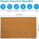 PLUS Haven 17.5x30 Door Mat with Heavy-Duty Backing - Coco Coir Doormat for Outdoor or Indoor Uses - Non-Slip Welcome Mats for Entryway or Porch - Easy to Clean Front Door Mat - Natural Brown