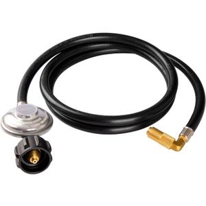 DOZYANT 6 Feet Propane Regulator and Hose with Elbow Adapter for Blackstone 17 inch and 22 inch Table Top Griddle, Replacement Parts Connect to Large 20 Propane Tank