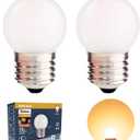 G40 1.5w Low Wattage Led Bulb Equivalent 15 Watt Standard E26 Base G14 Small Low Power Light Bulb, Frosted, Warm White 2700k, CRI 90+, 150lm, Pack of 2