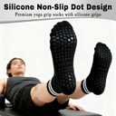 Pilates yoga non-slip socks fit hospitals, yoga studios, outdoor. Gifts for ballet dancers, seniors, dears. (Black)