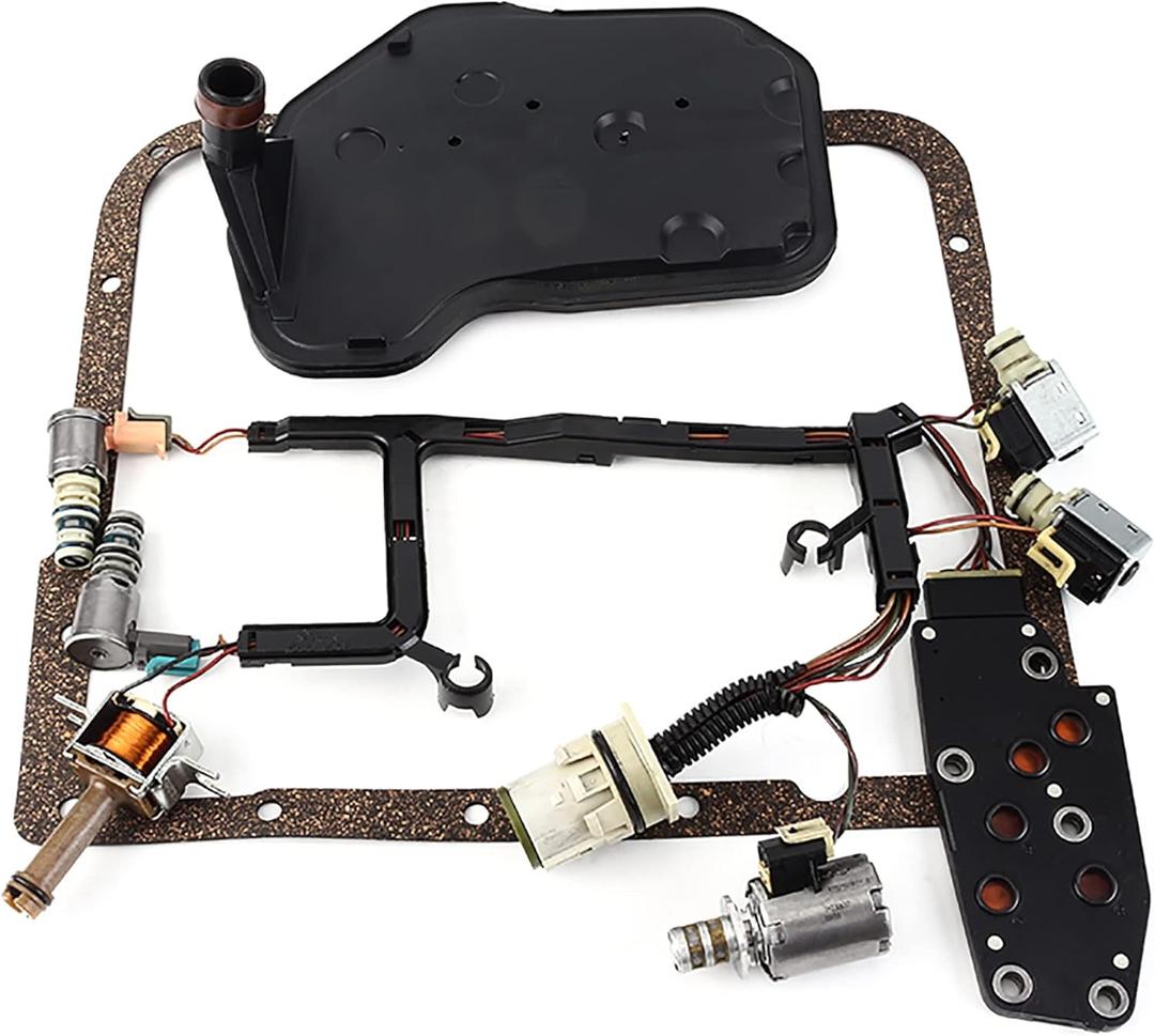 4L60E Refurbished Transmission Master Solenoid Kit with Harness Oil Case Washer TCC EPC PWM Shift 3-2 Harness for All GM 2003-2005 with Buick Rainier Cadillac 2003-up