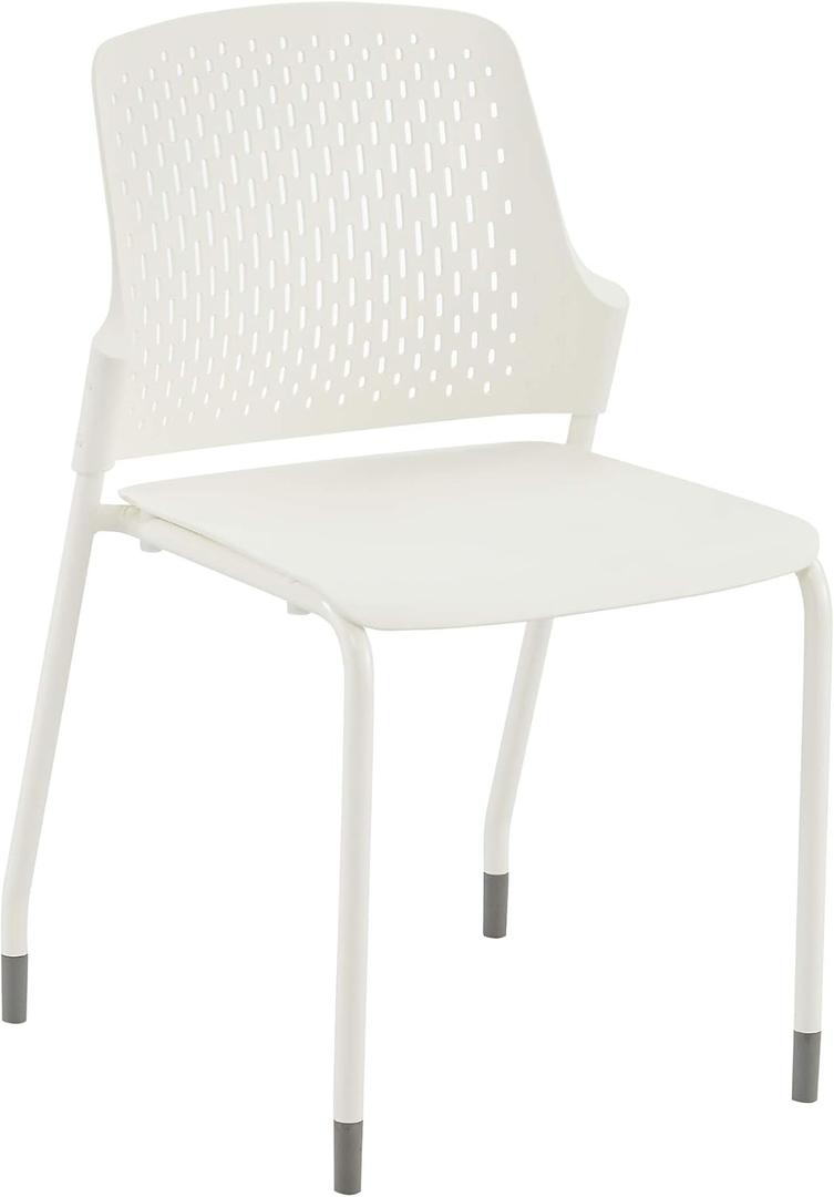 Safco Products Next Stacking Chairs, (Qty. 4), White, 20.1" D x 19.75" W x 32.25" H