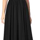 WOOSEA Women Sleeveless Deep V Neck Mesh Loose Plain Long Maxi Casual Dress (Medium, Black)