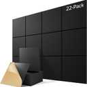 22 Pack Self-Adhesive Acoustic Panels, 12" X 12" X 0.4" High-Density Sound Proof Foam Panels for Walls, Soundproof Wall Panels for Home & Office (Black)