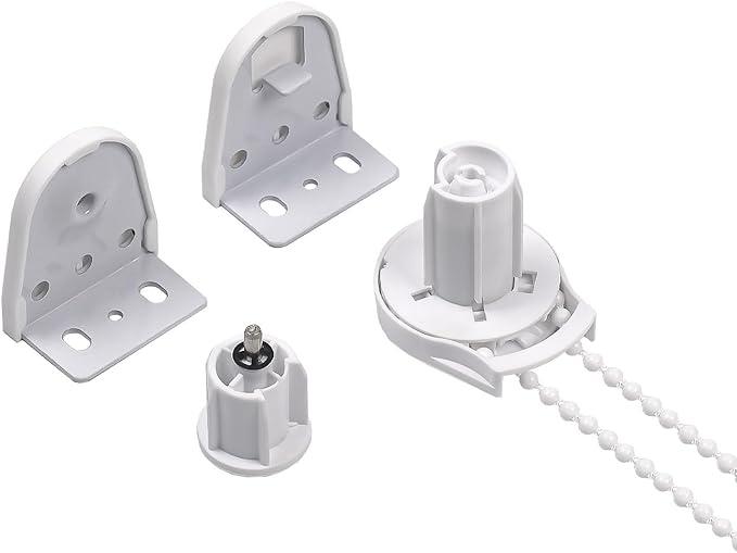 25mm Metal Bracket Upgrade Roller Blind Fittings Spare Kit, Window Shade Repiar Kit Complete with Metal Brackets & End Plug, Shade Weight Max Load 6.6 LBS (3 KGS)