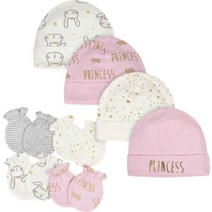 Gerber Baby Girls' Cap and Mitten Sets (0-3 Months, Pink Princess)