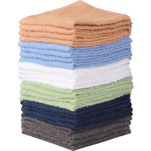 Towel and Linen Mart 100% Cotton - 24 Pack Wash Cloth Set - Flannel Face Cloths, Highly Absorbent and Soft Feel Fingertip Towels (Multi, Pack of 24)