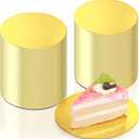 Honeydak 50 Pack Golden Cake Base Grease Proof Circle Plate Cardboard Rounds Mini Boards Laminated Mousse 4 Inch for Kitchen Baking Caking Pizza Dessert Cupcake Tiered Tray Display