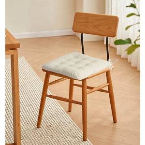 MissSoul 1 Square Seat Cushion Chair Pads for Kitchen Dining Chairs, Soft Comfort Velvet Chair Mat Pillow Cushions with Ties for Office Desk Living Room Tatami 15.5", Ivory