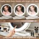 ROLOVE 13 Inch Vanity Mirror with Lights, Round Make Up Mirror with Lighting, LED Mirror Makeup Mirror with Lights for Bedroom Tabletop, Smart Touch Control, 360 Rotation (White)