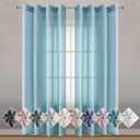 Miss SELETEX Natural Linen Sheer Curtains for Living Room Elegant Solid Window Drapes Grommet Top Light Filtering Curtains Window Voile Linen Textured Panels for Bedroom 2 Panels 52Wx63L Turquoise