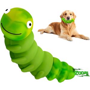 Indestructible Dog Toys for Aggressive Chewers, Tough Chew Proof Toy for Large Dogs, Squeaky Rubber Chew Toy with Beef Flavor for Boredom & Anxiety Relief (Green)