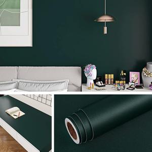 Livelynine 24x394 Peel and Stick Wallpaper Green Removable Dark Wall Paper for Bedroom Bathroom Apartments Retro Vintage Deep Green Contact Paper Waterproof Kitchen Cabinet Vinyl Wrap Self Adhesive