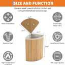 GarveeHome Corner Laundry Hamper with Lid, 15.3 Gal / 58 L Large Foldable Bamboo Laundry Basket with Washable Liner Bag, Wicker Clothes Hamper for Bedrooms Bathrooms Apartments, Natural