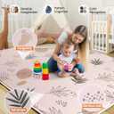 74x50 Playpen Mat Foam Thick, 1 inch Thicker & Waterproof Baby Play Mat for Kids Toddlers Infants Floor Crawling, 1" Cushioning Padded Large Playmat for Indoor Outdoor, Gift for Boys Girls, Boho