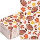 WRAPAHOLIC 50Pcs Fall Leaves Rugby Paper Napkins, 3 Ply Guest Disposable Hand Towels for Bathroom, Autumn, Thanksgiving Party Supplies Tableware - 4.3 x 7.9 In