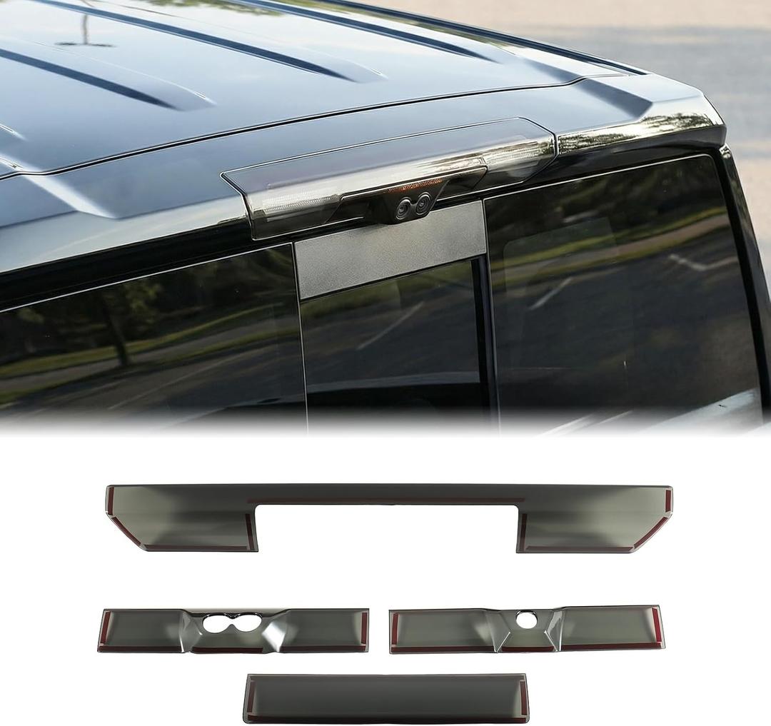 Third 3rd Brake Light Compatible with Chevy Silverado/GMC Sierra 2019-2026, Cover High Mount Stop Lamp Cover Trim, Smoked Black