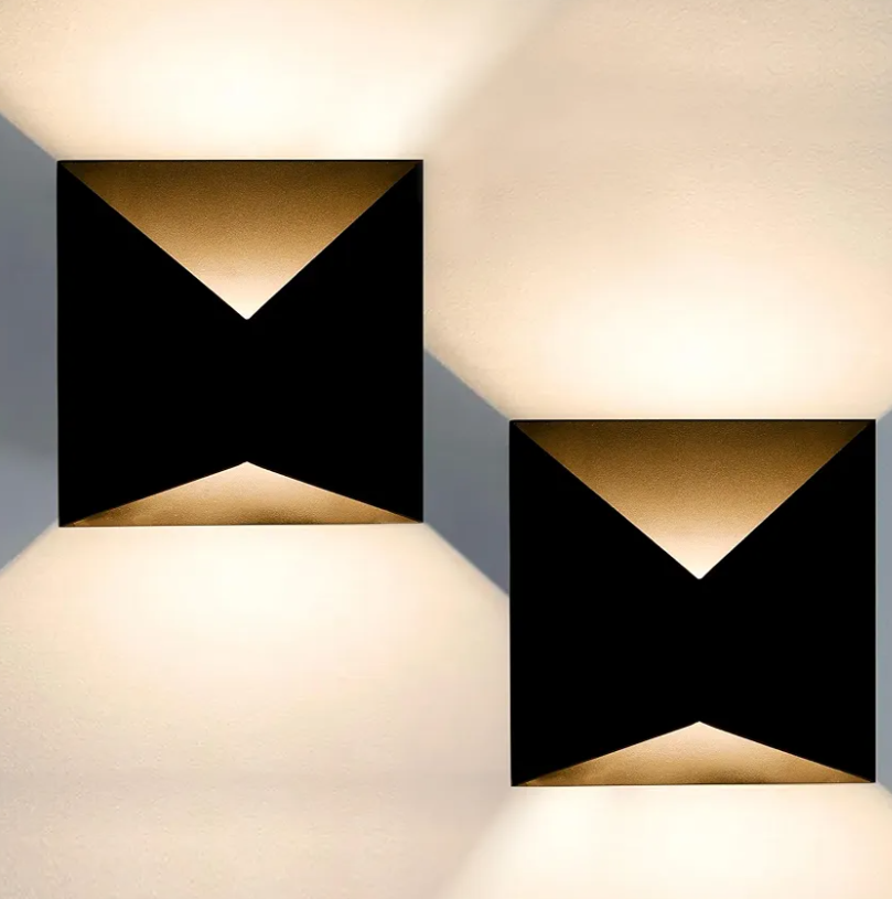 2-Pack Modern Outdoor Wall Lights, Black LED Exterior Wall Light Fixtures, Dimmable 10W 3000K Up Down Patio Porch Lights Wall Mount Outdoor Sconces for House Yard Hallway