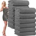 12 Pack Microfiber Bath Towels Bulk 27'' x 60'' Oversized Size Bath Towel Highly Absorbent Extra Large Soft Drying for Shower Beach Winter Salon Sport Gym Party (Waffle,Grey)