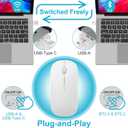 Normdecos Mouse for MacBook Wireless Bluetooth Mouse Laptop MacBook Air Mac Pro Rechargeable Silent PC iPad Optical Mice with Dual Mode Switch Bluetooth 5.2/3.0 and 2.4GHz USB Type-C Receiver White