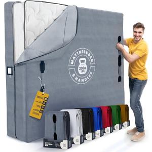 Mattress Bags For Moving With 8 Handles - Queen Size - Extra-Thick Mattress Bag For Moving - Reusable Mattress Storage Bag - Mattress Cover For Moving With Zipper, Moving Mattress Bag Protector (Gray)