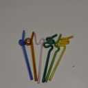 Yinkin 6 Pcs Wavy Glass Straws Reusable Curved Straw Shatter Resistant with 2 Cleaning Brushes Clear Silly High Borosilicate for Kids Adults Smoothies Juice (Colorful, 8 Inch)