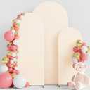 Wokceer Set of 3 Wedding Arch Cover Spandex Fitted Wedding Arch Stand Covers for Round Top Chiara Arch Backdrop Stands Cover for Birthday Party Ceremony Banquet Decoration 4ft,5ft,6ft Beige