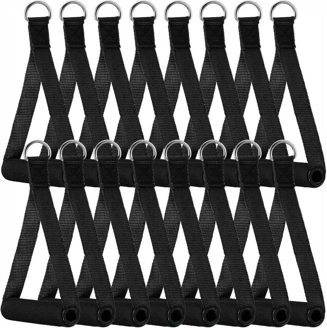 Sumind 16 Pcs Gym Exercise Handles Replacement Cable Machine Attachments for Home Gym Equipment Pulley System Resistance Bands, Strength Trainer, Heavy Duty Workout Handles