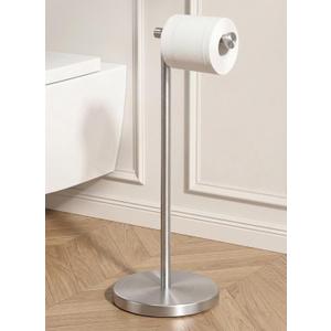KES Toilet Paper Holder Stand SUS 304 Stainless Steel Rustproof Pedestal Lavatory Tissue Roll Holder Floor Stand Modern Brushed Nickel Finish, BPH283S1-2