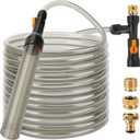hygger Bucket-Free Aquarium Water Change Kit Metal Faucet Connector Fish Tank Vacuum Siphon Gravel Cleaner with Long Hose 49FT Drain & Fill