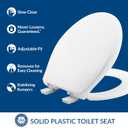 Bemis Aurora Slow Close Toilet Seat, Easy Clean Hinges and Adjustable Perfect Fit Plastic Seat, Made in USA, Round, Cotton White